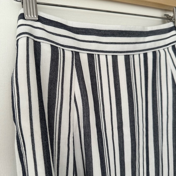 Loft Navy + White Striped Midi Skirt with Belt - Picture 2 of 8